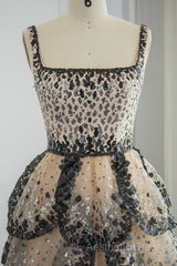 Sparkly Sequin Tiered Ruffles Elegant Women Party Formal Dresses