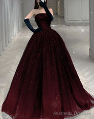 Strapless A-line Tulle Prom Dress,Chic Evening Dress