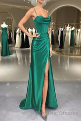 Strapless Dark Green Evening Prom Dresses, Dark Green Formal Evening Dresses