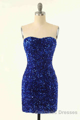 Strapless Pink Sequined Bodycon Homecoming Dresses