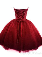 Sweet Burgundy Tulle Ball Party Dresses , Homecoming Dresses