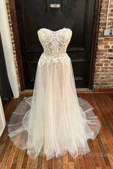 Sweetheart Appliques A-Line Long Wedding Dresses