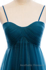 Sweetheart Neck Blue Long Evening Prom Dresses, Long Blue Formal Graduation Evening Dresses