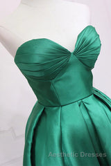 Sweetheart Neck Green High Low Evening Prom Dresses, Green High Low Graduation Homecoming Dresses