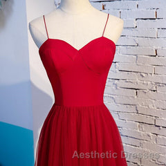 Sweetheart Neck Red Long Evening Prom Dresses, Red Long Formal Evening Dresses