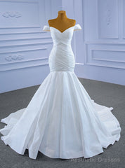 Swxy Mermaid Pleats Off the Shoulder Wedding Dress