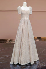 Unique Ball Gown Strapless Short Sleeves Long Wedding Dresses