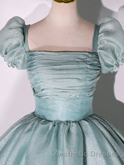 Unique green tulle long Evening Prom gown, green tulle sweet 16 Dresses