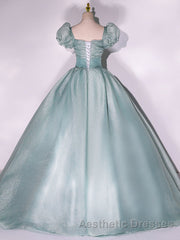 Unique green tulle long Evening Prom gown, green tulle sweet 16 Dresses