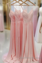 V Neck Chiffon Long Evening Prom Dresses Long Bridesmaid Formal Evening Dresses