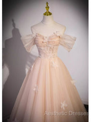 Vintage Ball Gown Off The Shoulder Tulle Long Evening Prom Dresses Formal Dresses