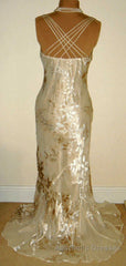 Vintage Champagne Floral Evening Prom Dresses Mermaid Birthday Outfits