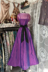 Vintage Fashion A Line Spaghetti Straps Grape Floor Length Evening Dresses Evening Prom Dresses