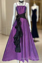 Vintage Fashion A Line Spaghetti Straps Grape Floor Length Evening Dresses Evening Prom Dresses