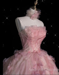 Vintage Fashion Ball Gown Strapless Pink Floral Floor Length Evening Dresses Evening Prom Dresses