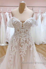 Vintage Long A-Line Off-the-Shoulder Sweetheart Backless Tulle Wedding Dresses