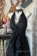 Vintage Mermaid Halter Sleeveless Long Black Lace Evening Dresses Evening Prom Dresses