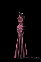 Vintage Mermaid One Shoulder Sleeveless Long Evening Prom Gown Fairy Evening Prom Dresses