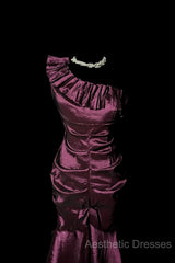 Vintage Mermaid One Shoulder Sleeveless Long Evening Prom Gown Fairy Evening Prom Dresses