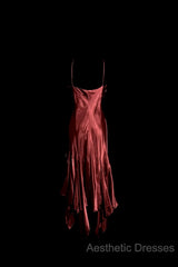 Vintage Mermaid Spaghetti Straps Satin Burgundy Evening Prom Gown Fairy Evening Prom Dresses