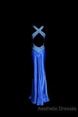 Vintage Mermaid Sweetheart Neckline Royal Blue Satin Backless Evening Prom Gown Fairy Evening Prom Dresses