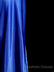 Vintage Mermaid Sweetheart Neckline Royal Blue Satin Backless Evening Prom Gown Fairy Evening Prom Dresses