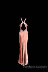Vintage Mermaid V Neckline Pink Backless Long Evening Prom Gown Fairy Evening Prom Dresses