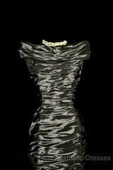 Vintage Sheath Off The Shoulder Silver Gray Sleeveless Long Evening Prom Gown Fairy Evening Prom Dresses