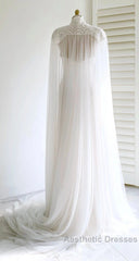 Weitese Dresses Evening Prom Dresses Stores White Bridal Long Tulle Cape Sleeves With Embroidered Lace Appliques Long Wedding Dresses Party Dresses Formal Wear Dresses
