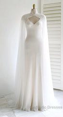 Weitese Dresses Evening Prom Dresses Stores White Bridal Long Tulle Cape Sleeves With Embroidered Lace Appliques Long Wedding Dresses Party Dresses Formal Wear Dresses