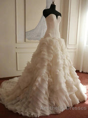 Weitese Formal WomenS Dresses Ivory Elegant Strapless Puffy Tiered Ball Gown Evening Prom Dresses Wedding Dresses Evening Prom Dresses Stores