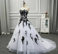 Weitese Formal WomenS Dresses Strapless Beautiful White And Black Long Evening Prom Dresses Ball Gown Wedding Dresses Evening Prom Clothing