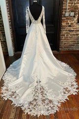 White Long Sleeve A-Line Wedding Dresses