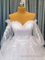 White sweetheart neck tulle long Evening Prom gown, white evening Dresses