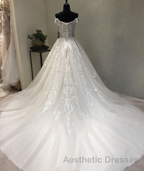 White sweetheart tulle lace applique long Evening Prom Dresses, wedding Dresses