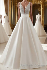 White v neck beads sequin long Evening Prom Dresses, white evening Dresses