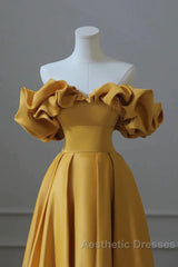 Yellow Off Shoulder Long Formal Evening Dresses Evening Prom Dresses